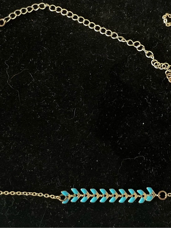 Jewelry - Gold-Tone Turquoise Chevron Bar Necklace - Women Jewelry